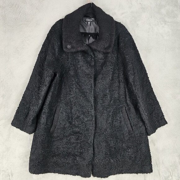 Eileen Fisher Jackets & Blazers - Eileen Fisher Suri Alpaca Wool Coat Womens Size 1X Black Shearling Snap Collar